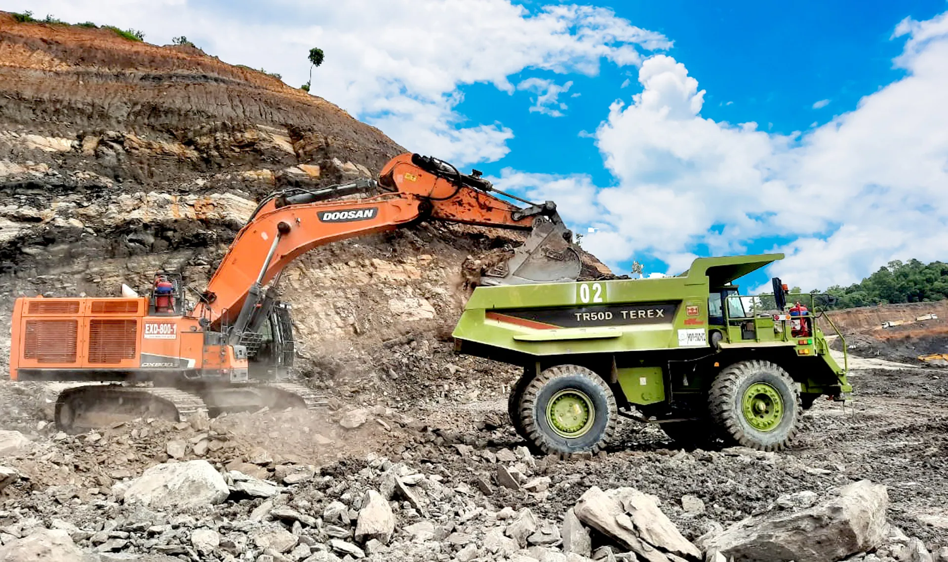 GMT Doosan excavator loading a Terex haul truck in the pit